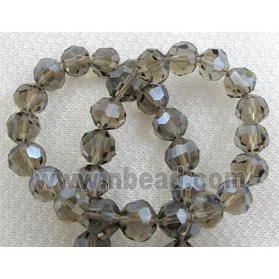 Crystal Glass, Faceted Round Beads,grey