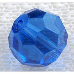 Crystal Glass Beads, faceted round, blue