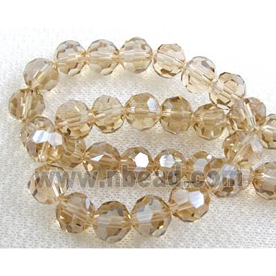 Crystal Glass, Faceted Round Beads, champagne