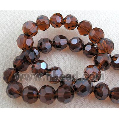 Crystal Glass, Faceted Round Beads, Deep coffee
