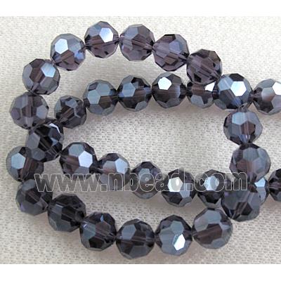 Crystal Glass, Faceted Round Beads, purple