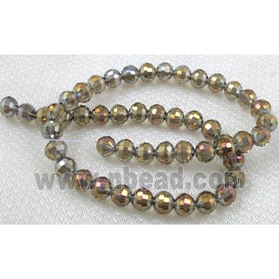 Crystal Glass Beads, 96 faceted round, Gray AB color