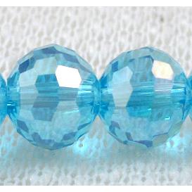 Crystal Glass Beads, 96 faceted round, aqua AB-color