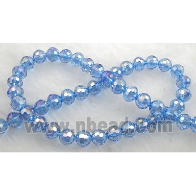 Crystal Glass Beads, 96 faceted round, Blue AB color