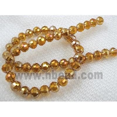 Crystal Glass Beads, 96 faceted round, Golden AB color