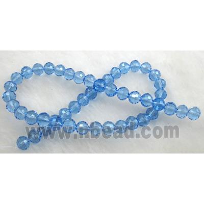 Glass Crystal Beads, faceted round, sky-blue