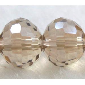 Crystal Glass Beads, 96 faceted round, champagne