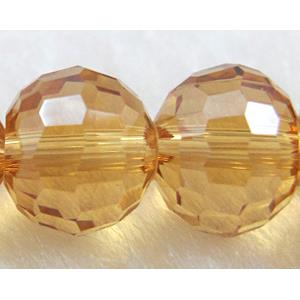 Crystal Glass Beads, 96 faceted round, gold champagne