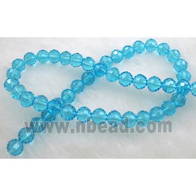 Crystal Glass Beads, 96 faceted round, aqua