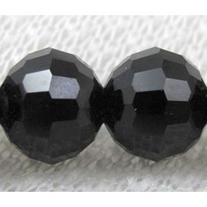 black Chinese Crystal Glass Beads, 96 faceted round