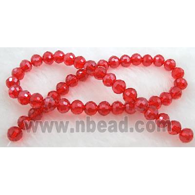 Crystal Glass Beads, 96 faceted round, ruby
