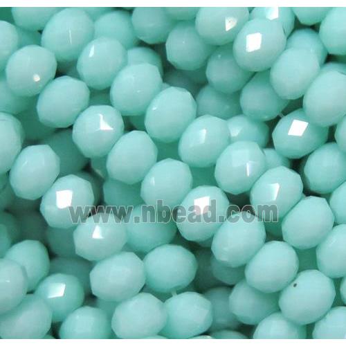 Chinese crystal glass bead, faceted rondelle, Amazonite color