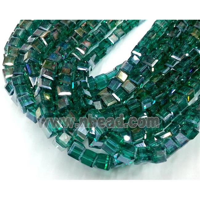Chinese crystal glass bead, faceted cube