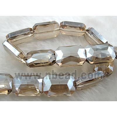 Crystal Glass Beads, faceted rectangle