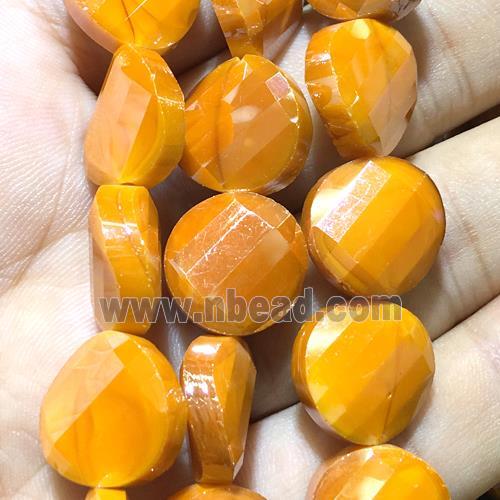 orange chinese crystal glass bead, faceted twist
