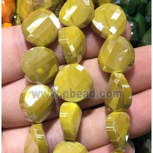 gold chinese crystal glass bead, faceted twist