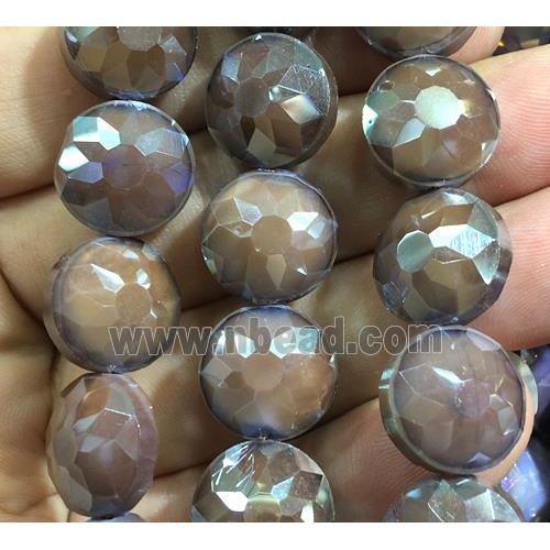 coffee chinese crystal glass bead, faceted coin