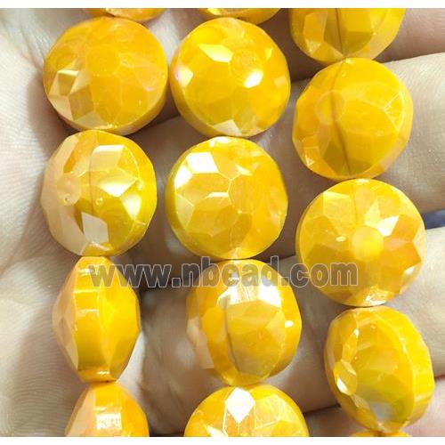 gold chinese crystal glass bead, faceted coin