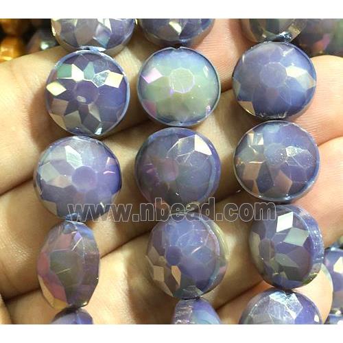 purple chinese crystal glass bead, faceted circle