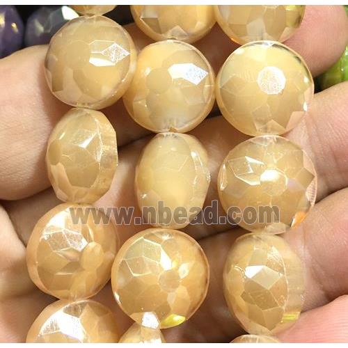 chinese crystal glass bead, faceted coin