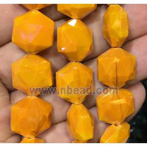 orange chinese crystal glass beads, faceted Hexagon