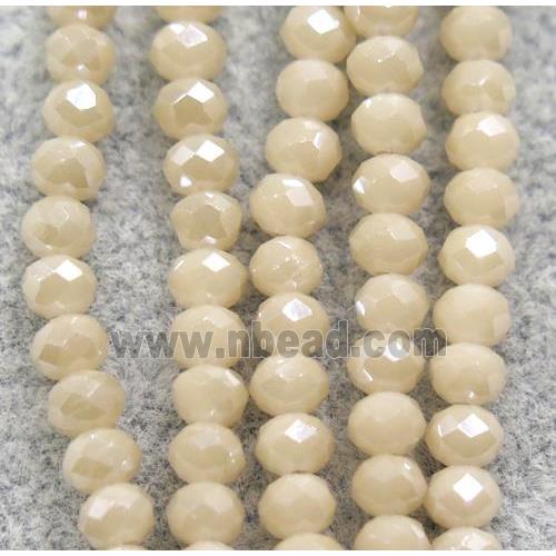 peach chinese crystal glass beads, faceted rondelle, AB-color electroplated