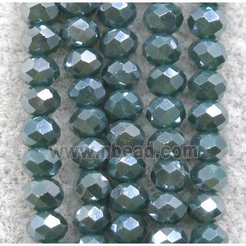 greengray chinese crystal glass beads, faceted rondelle, AB-color electroplated