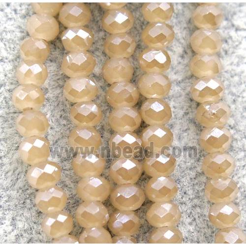 champagne chinese crystal glass beads, faceted rondelle, AB-color electroplated