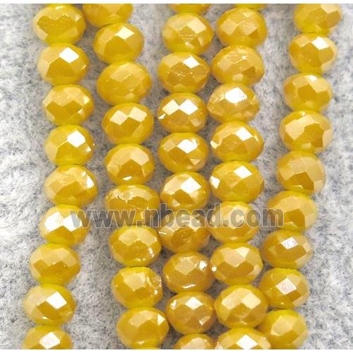 orange chinese crystal glass beads, faceted rondelle, AB-color electroplated