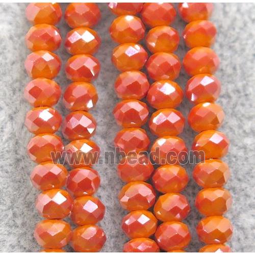 orange chinese crystal glass beads, faceted rondelle, AB-color electroplated