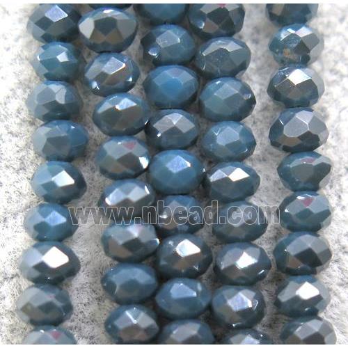 grayblue chinese crystal glass beads, faceted rondelle, AB-color electroplated