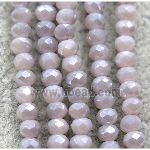 lt.purple chinese crystal glass beads, faceted rondelle, AB-color electroplated
