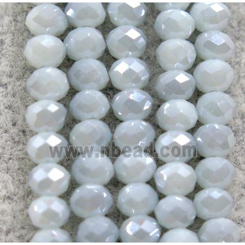 chinese crystal glass beads, faceted rondelle, bluegray, electroplated