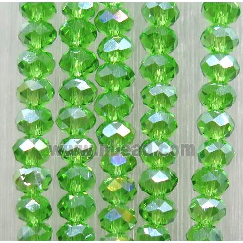green chinese crystal glass beads, faceted rondelle