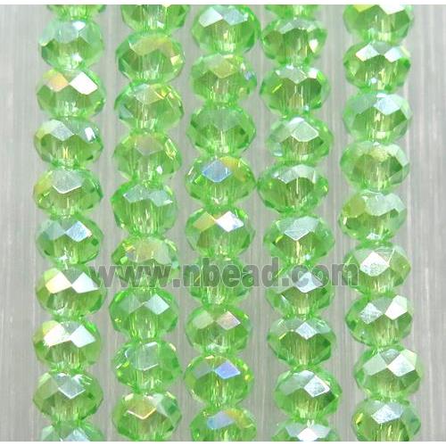 green chinese crystal glass beads, faceted rondelle