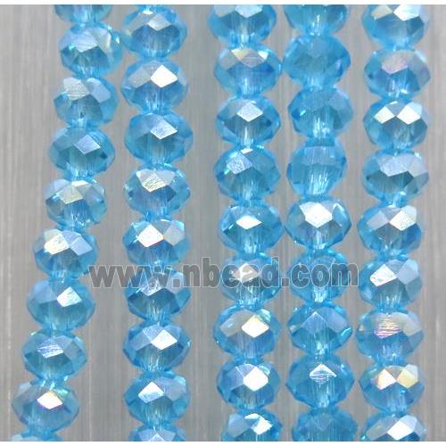 aqua chinese crystal glass beads, faceted rondelle