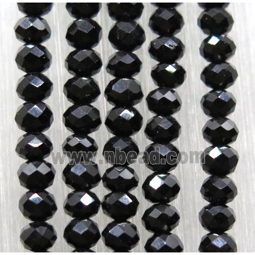black chinese crystal glass beads, faceted rondelle