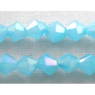 Chinese Crystal Beads, Faceted bicone, milk aqua AB color