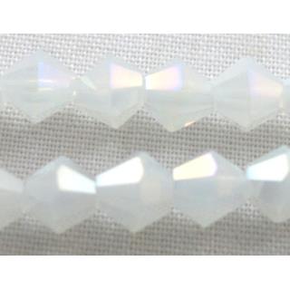 Chinese Crystal Beads, Faceted bicone, milk-white AB color
