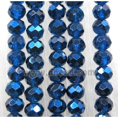 chinese crystal glass bead, faceted rondelle, blue