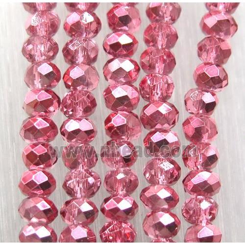 chinese crystal glass bead, faceted rondelle, pink
