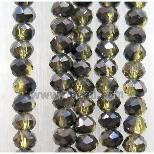 chinese crystal glass bead, faceted rondelle, green