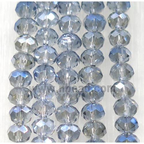 chinese crystal glass bead, faceted rondelle, gray blue