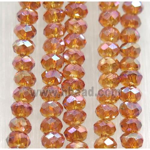orange chinese crystal glass bead, faceted rondelle