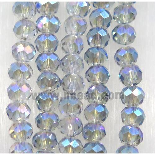chinese crystal glass bead, faceted rondelle, gray rainbow