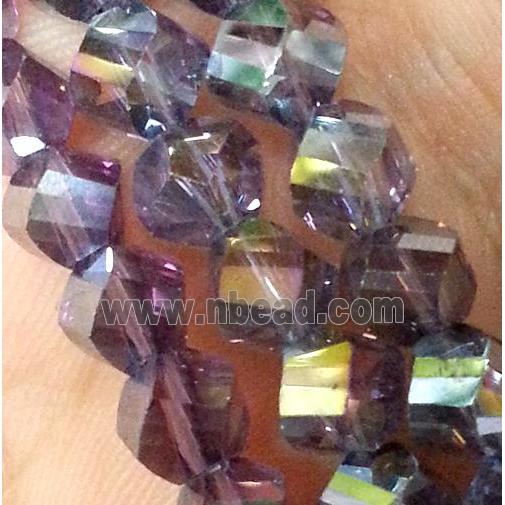 Chinese crystal glass bead, swiring cut, lavender AB color