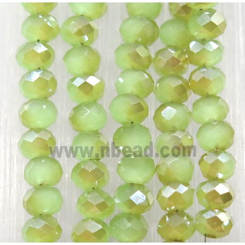 green chinese Jadeite Glass beads, faceted rondelle