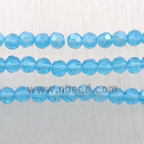 skyblue faceted chinese crystal glass ball beads, AB-color electroplated