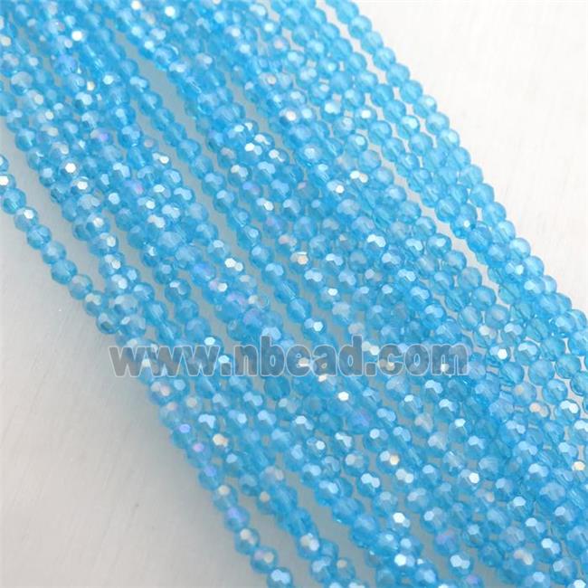skyblue faceted chinese crystal glass ball beads, AB-color electroplated