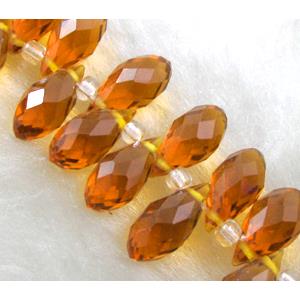 Chinese Crystal Beads, faceted teardrop, golden